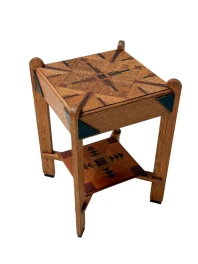 Art Deco Amsterdamse School Two-Tier Side Table with Marquetry 1920s